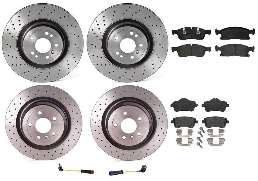 Mercedes Brakes Kit - Pads & Rotors Front and Rear (350mm/330mm) (Low-Met) 2115401717 - Brembo 1636101KIT